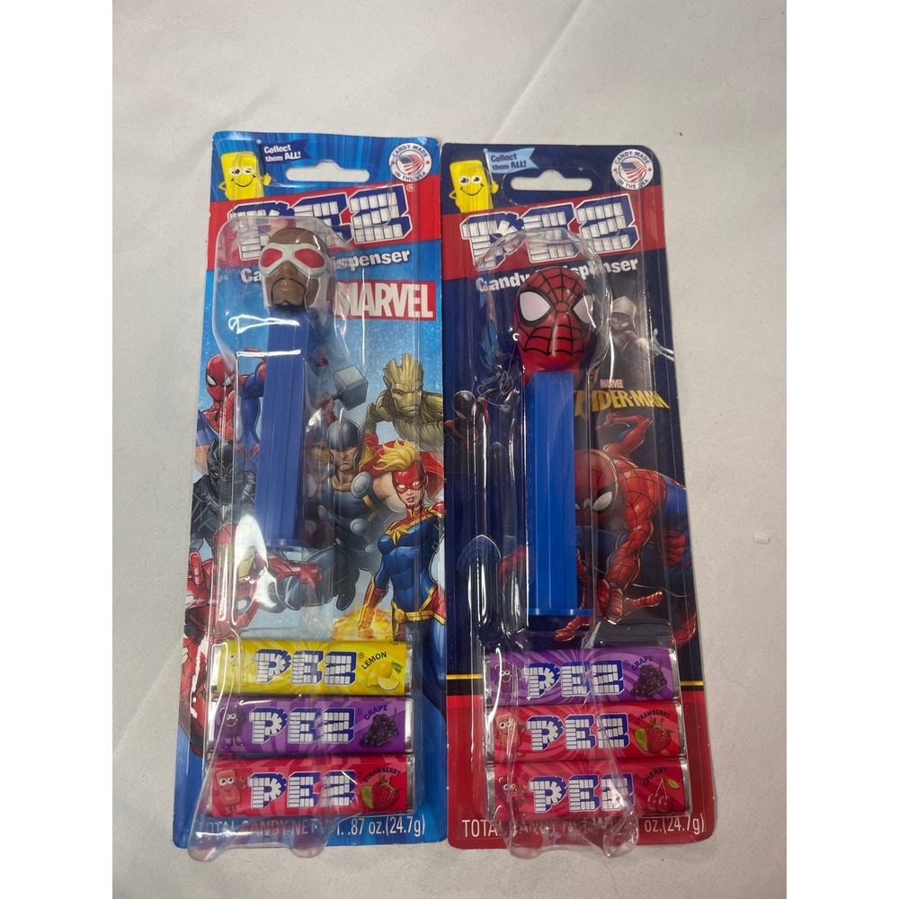 Marvel PEZ Candy Dispenser Lot Falcon and Spider-Man New Sealed 2 Pack